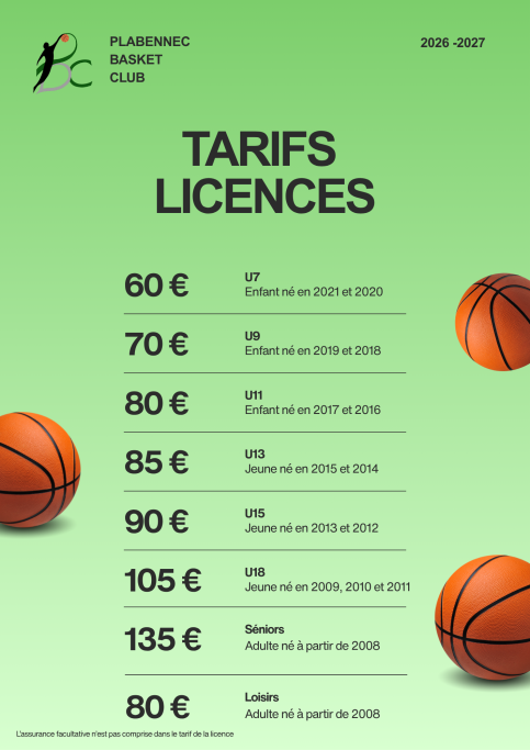 Tarifs des licences 2026 - 2027